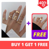 Gold Chain Rings Set