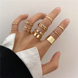 Gold Chain Rings Set