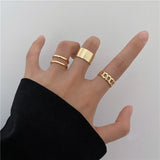 Gold Chain Rings Set