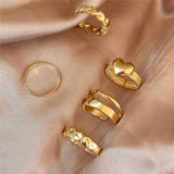 Gold Chain Rings Set