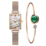 Green Dial Simple Rose Gold Luxury Women Watch